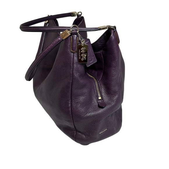 Coach Madison Phoebe Purple Pebbled Leather 3 Compartment Silver Hardware - Picture 3 of 12